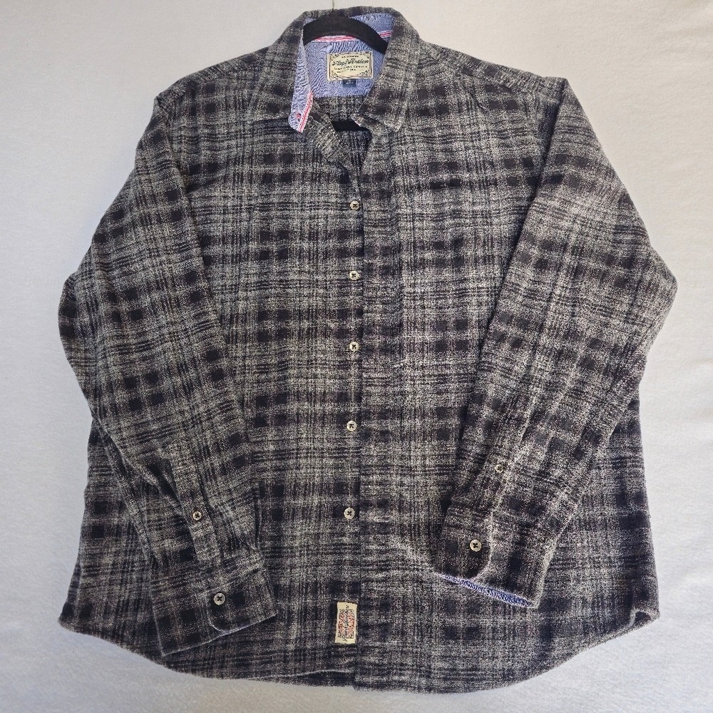 Flag & Anthem Men's Black and Gray Plaid Shirt‎ SIZE XL